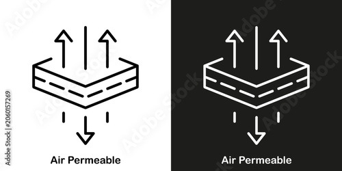 Air Permeable. Vector editable line icon for clothes or fabric on two backgrounds.