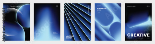 Photos Blue gradient poster templates vector set