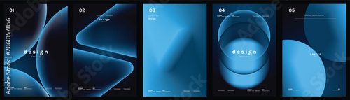 Cuadro en lienzo Blue gradient poster templates vector set