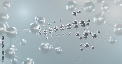 Decyl glucoside rotating 3d molecule, molecular structure of nonionic surfactant seamless video

