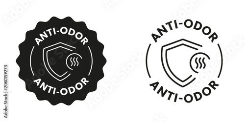 Foto Anti-odor stamp for product features. Editable icon.