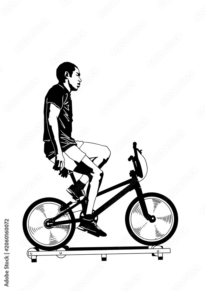 Naklejka premium cyclist on a bicycle