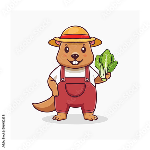 Cartoon farmer holding carrot