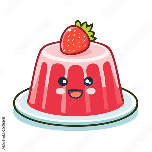 Cartoon strawberry cake with candle