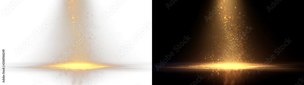 Fototapeta premium Abstract Golden Beam with Festive Light Effects PNG