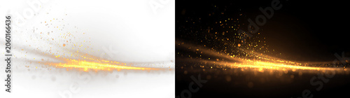 Cuadro en lienzo Golden Energy Curve with Sparkling Light Effects PNG