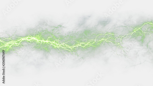 Schilderij op canvas Neon Thunder Arc with Green Electric Texture PNG