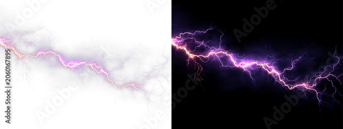 Bild auf Leinwand Electric violet lightning overlay for dynamic visual effects PNG