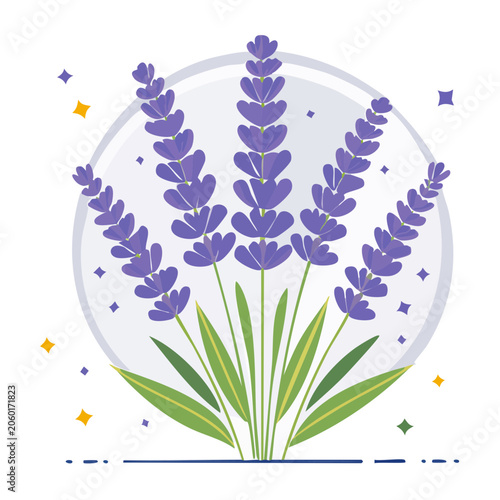Flat design lavender floral vector arrangement