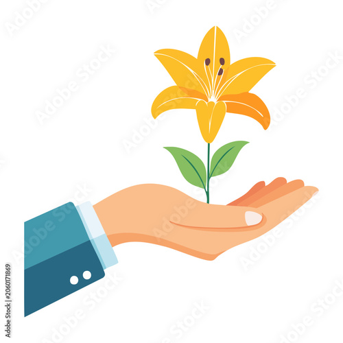 Flat design sunflower in pot isolated vector