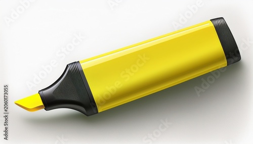 a bright yellow highlighter is isolated on a white background perfect for emphasizing important text or adding a pop of color