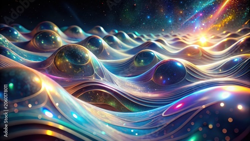 Cosmic Undulations A Symphony of Light and Color in an Abstract, Dreamlike Landscape