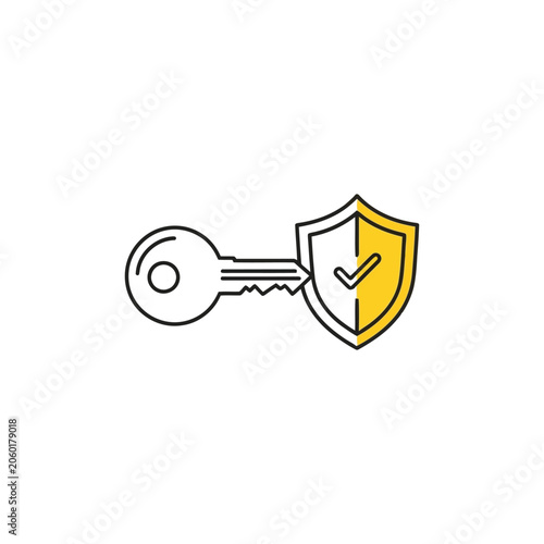Key and shield icon with checkmark