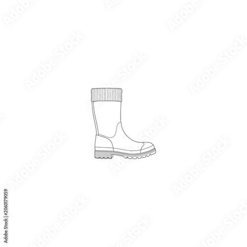 Line drawing of a tall rubber boot