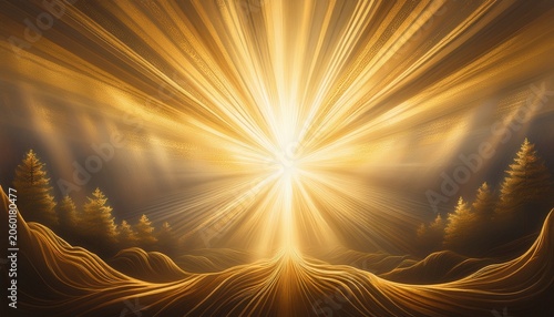 Dramatic Beams Of Golden Light Emanate From A Serene Misty Background Symbolizing The Holy Spirit S Divine Presence And Power In A Moment Of Spiritual Connection