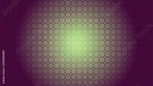 Fényképezés Repetitive circular pattern featuring a bright lime green glow emanating from th