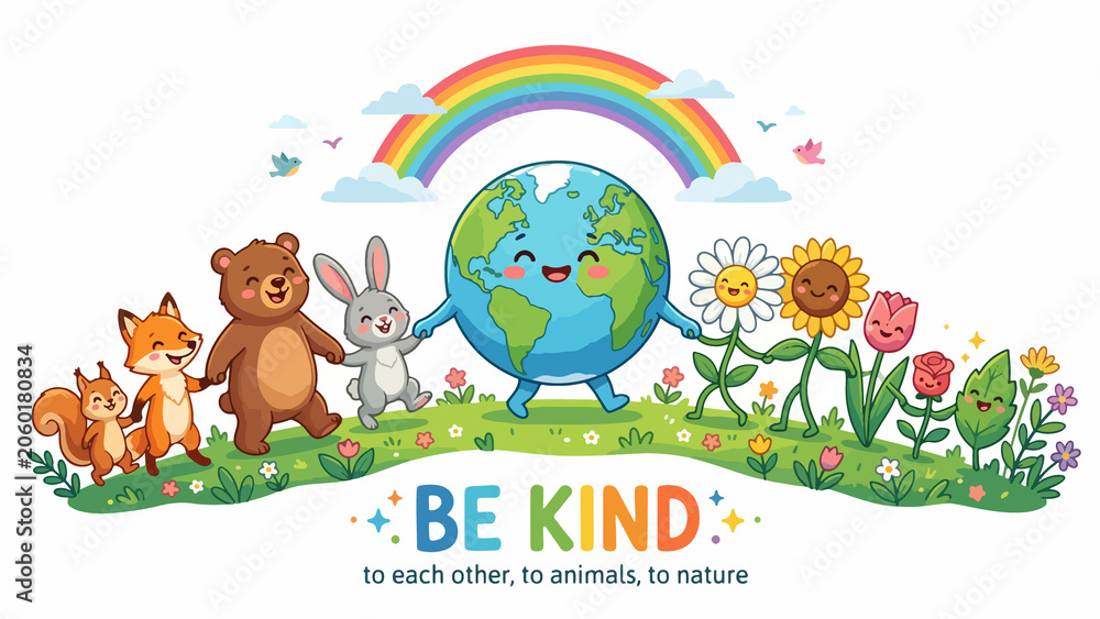 Fototapeta premium Earth and Animals – Be Kind to Nature, Wildlife Conservation Concept Background
