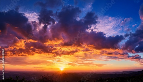 Utterly Spectacular Sunset With Colorful Clouds Lit By The Sun Bright Epic Sky