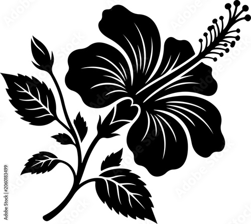 Tropical hibiscus flower silhouette