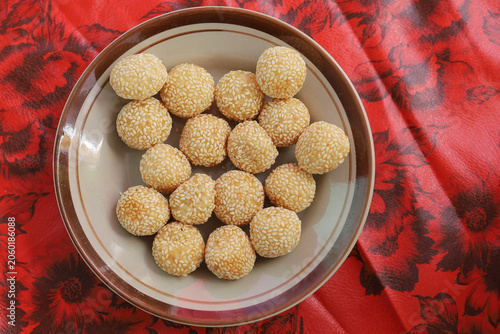 Delicious Glutinous Rice Sesame Balls on Plate