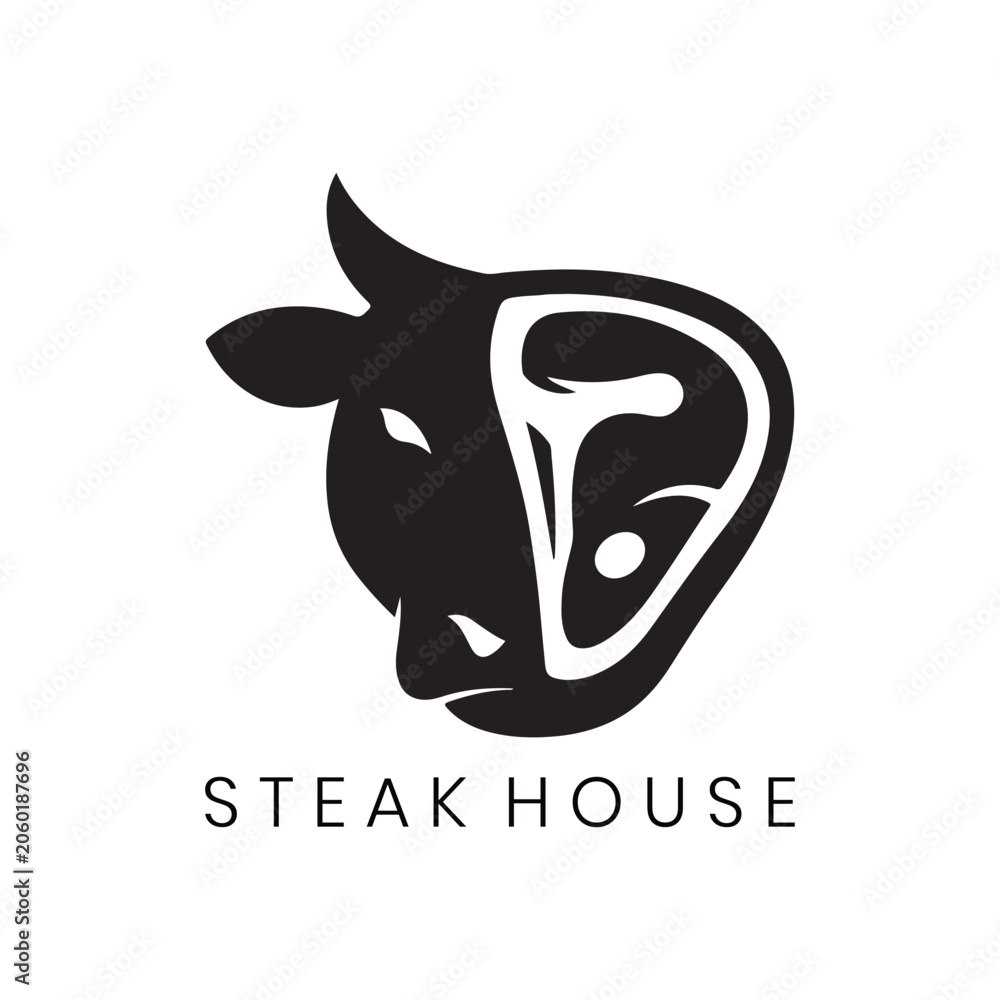 Obraz premium Steak House Logo Minimalist Meat Cut Design Professional Food Service Logo Graphic