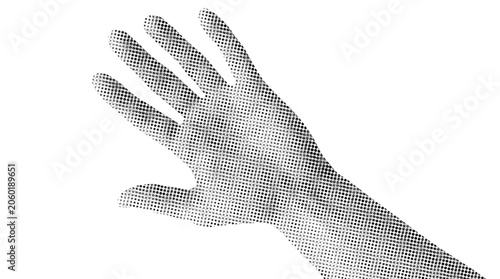 Halftone pattern hand silhouette isolated on white background
