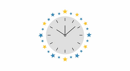 Minimalist Clock with Starry Border Design.