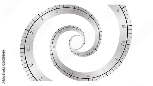 Bild auf Leinwand Creative spiral clock vector illustration isolated on a transparent background, abstract time vortex with roman numerals concept of infinity time travel and past eternity