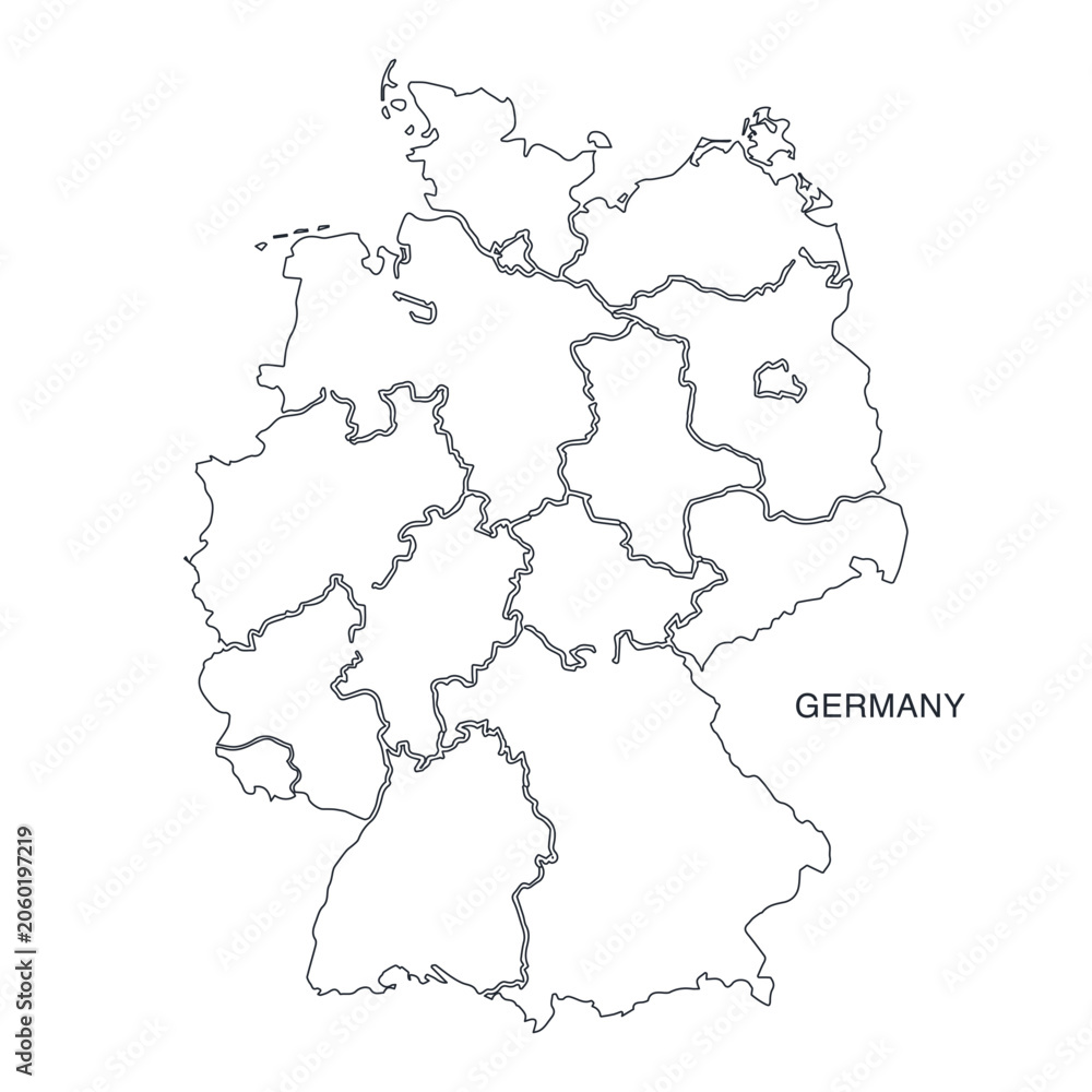 Fototapeta premium Germany Map Outline Line Art Black Background