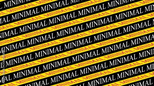 Minimal word pattern on diagonal stripes typography animation in yellow and black