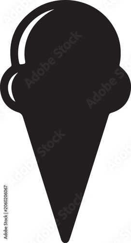 Black Ice Cream, Dessert Icon, Vector Scoop