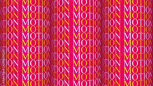 Motion word pattern in columns with colorful typography animation on pink background
