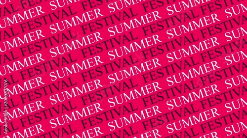 Animated Hot Pink Background with Bold Repeating Summer Festival Typography Pattern