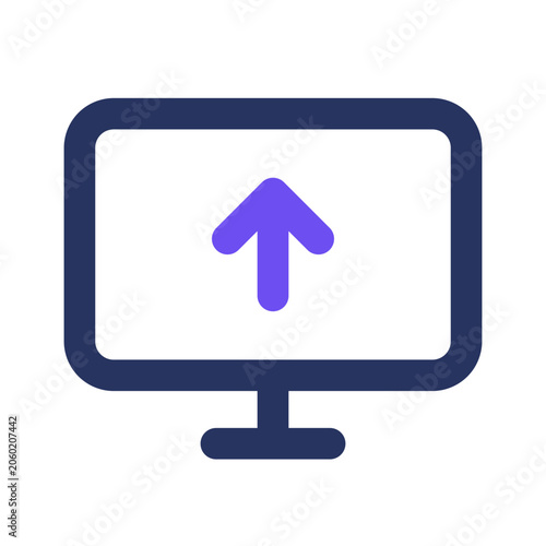 Screen share icon, screen sharing and presentation, online meeting flat vector symbol