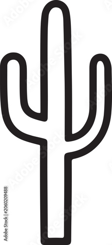 Cactus icon, black line art, desert plant, vector graphic