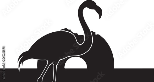 Black Flamingo, Bird Silhouette, Animal Icon