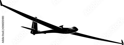 Glider, sailplane, airplane silhouette, vector aircraft, flying machine