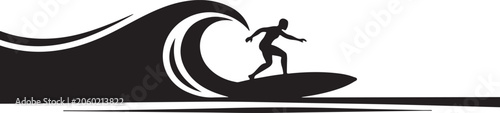 Surfing silhouette, vector, vector surfing icon, surfing wave, surfer