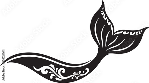 Mermaid tail, black, vector, illustration, fantasy