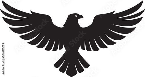 Eagle, Black Silhouette, Wings Spread, Bird Icon