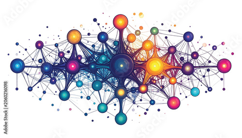 Colorful molecular structure model graphic design.