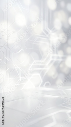 Clean futuristic white background showcases modern abstract digital circuit patterns.
