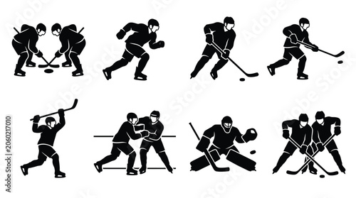 Photography Ice Hockey Goalkeeper and Player Silhouette Collection