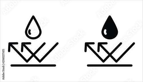 Waterproof icon set. Water resistant symbol. Water protection, liquid proof protection for web design, app and UI. Isolated on white background.