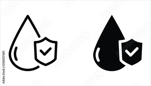 Waterproof icon set. Water resistant symbol. Water protection, liquid proof protection for web design, app and UI. Isolated on white background.