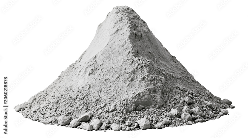 Fototapeta premium Pile of grey cement powder and small stones