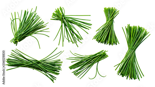Fresh green chives tied in small bundles