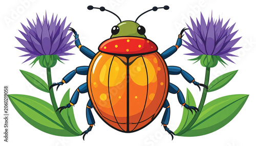 Colorful illustration of a beetle insect.