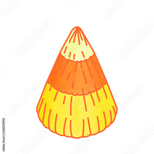 Watercolor candy corn illustration, cute Halloween sweet treat