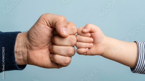 father’s hand and child’s hand giving a fist bump